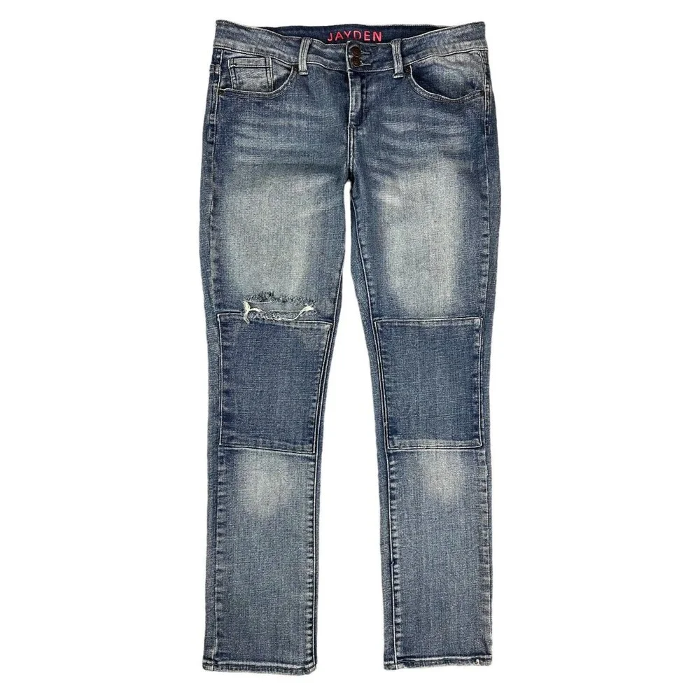 dELiA*s Jayden Mid-Rise Straight Leg Ripped Denim Women's Jeans Size 12